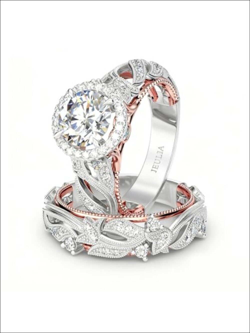 Sterling Silver Wedding Ring Set Halo Engagement Ring Promise Ring